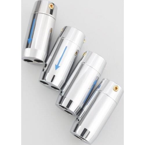 New 4xSilver HIFI Audio Pants Y Splitter RCA Cable Speaker Cable Wire pant alluminium 11mm to 2*7mm boot With Arrow