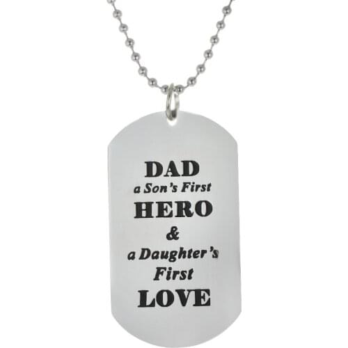 Family Father Necklaces Dad A Sons First Hero A Daughters First Love Stainless Steel Pendant Necklace Jewelry Fathers Day Gift