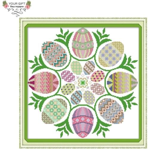 Joy Sunday Easter Eggs Home Decoration J248(3) Stamped and Counted Colorful Handcraft Embroidery DIY Cross Stitch Kits