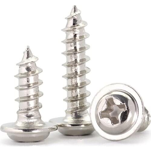Flanged Phillips Button Head Screws Nickel Plated Self Tapping Screw M1.2 1.4-4