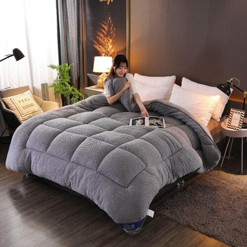 Grey Warm Winter Qulit Cashmere Fleece Comforter Soft Thicken Blankets Duvet With Filling 150*200cm Textile Blue Home Bedding