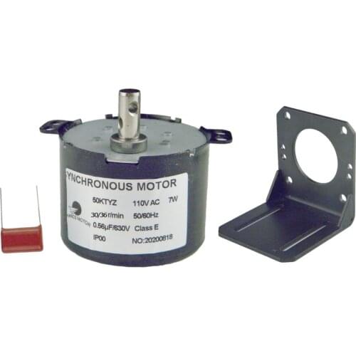 Permanent Magnet Synchronous Gear Motor 50KTYZ 30-36RPM Electric Motor Motors Mounting Bracket Black