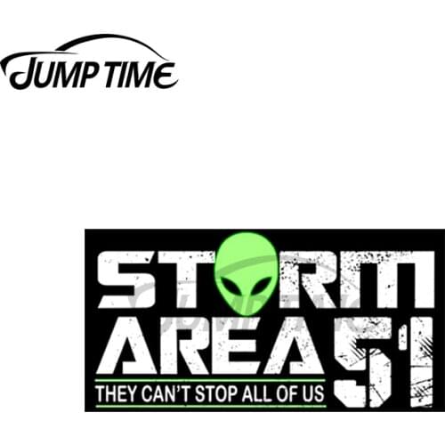 Jump Time 13 x 4cm For Storm Area51 Nevada Funny Alien Mystery Decal Car Assessoires Stickers Waterproof Sunscreen for VAN ATV