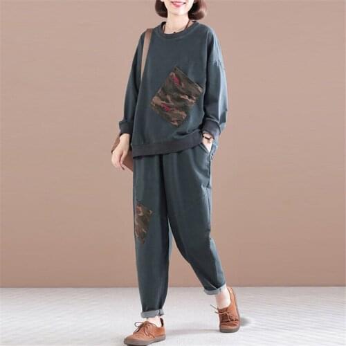 L-5XL Plus Size Tracksuit Women Autumn 2021 Long Sleeve top and Loose Casual Elastic Waist Pants Two Piece Clothes