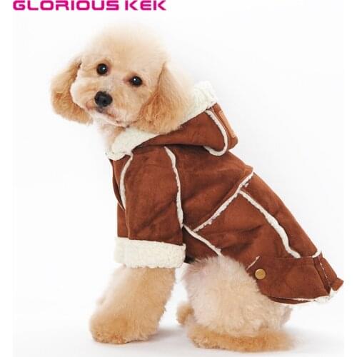 Winter Dog Clothes Sherpa Suede Dog Coat Fashion Warm Dog Jacket Hooded Dog Fleece Clothes Pet Dog Clothes for Small Puppies