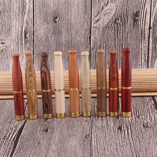 1PCS L86mm Solid Wood Double Filter Cigarette Holder Washable Pull Rod Filter Copper Head Wooden Cigarette Holder