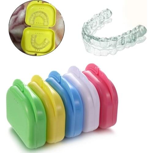 10pcs Denture Box Tray Case Dental Orthodontic Retainer Color tray Storage Box Plastic Teeth Container False Teeth Protective