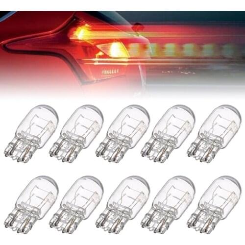 10pcs W21/5W T20 7443 7440 Signal Light 3800K Halogen Bulb Clear Glass Daytime Running Lights Turn Stop Brake Tail Bulb
