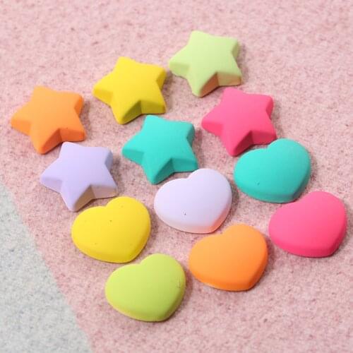 20Pcs Mini Cute Resin Heart Star Flat Back Cabochon Scrapbooking For Embellishments DIY Hair Phone Shell Decoration Accessories