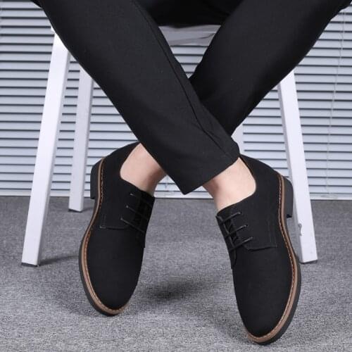 2020 High Quality Suede Leather Soft Shoes Men Loafers Oxfords Casual Male Formal Shoes Spring Lace-Up Style Mens Shoes