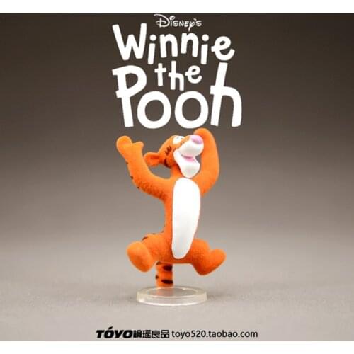 4PCS 6cm Poohs friend Tigger has velvet on the surface doll display doll model collection