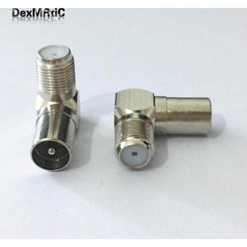 5pcs Copper Imperial F Female to 9.5 TV CATV Male Right Angle Adapter TV Antenna Connector