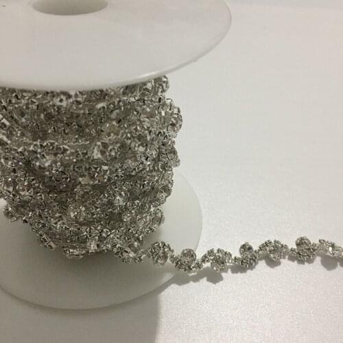 5Yards Rhinestones Trim Crystal Dress Applique Silver Golden Beaded Trimming for Wedding Dress Crafts Applique