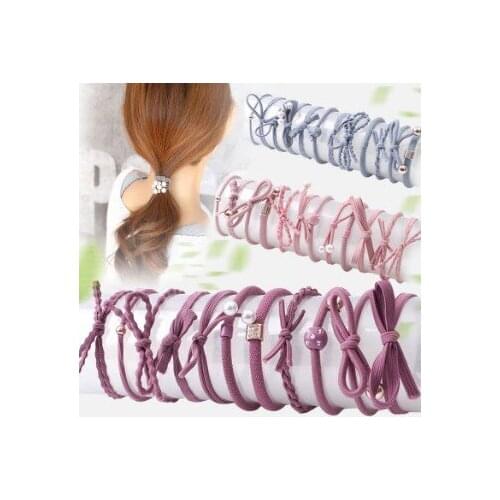 60Barrels/lot 12pcs/Barrel DIY Multi FABRIC Hair Rings Cartoon Pearl Bowknot Rubber Bands Styling Tools Accessories HA605
