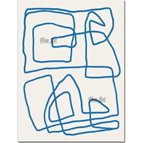 Abstract Oil Painting 100% Handpainted Blue Line Art Picture On Canvas For Home Decor Modern Abstract Wall Art Decor