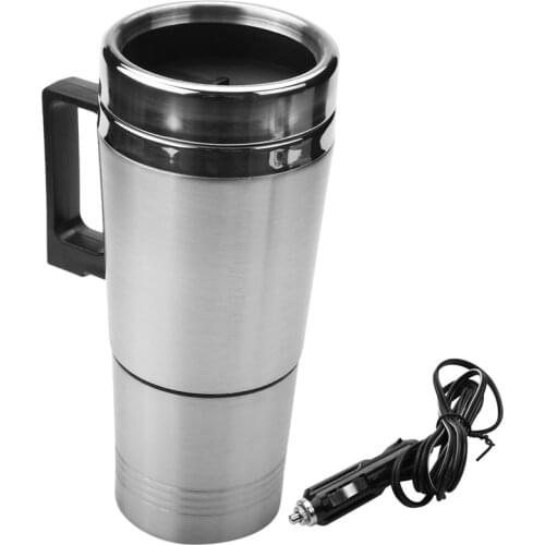 Car Heating Kettle, Simple 12V 300Ml Portable in Car Coffee Maker Tea Pot Vehicle Heating Cup Lid Outdoor Water Bottle Electric
