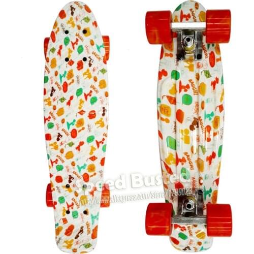 Free Shipping Floral Printed 22 inch Peny Board Skateboard Complete Retro Girl Boy Cruiser Mini Longboard Skate Fish Long Board