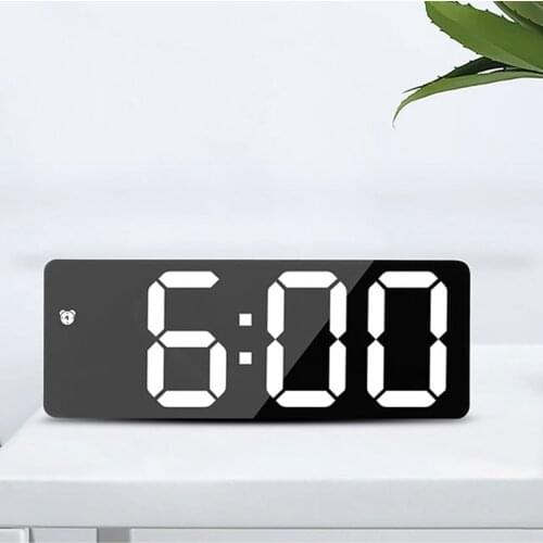 Large font mirror alarm clock multifunctional LED clock electronic clock battery plug in alarm clock