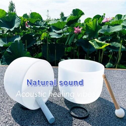 8" and 10" 2pcs Note C/D/E/F/G/A/B Chakra Frosted Quartz Crystal Singing Bowl 432hz