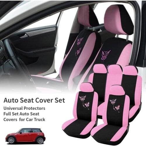 Car Seat Cover Full Set Butterfly Pink Car Seat Covers Women Girls Seat Covers Protector Automobiles Seats Cover Pad Car Styling