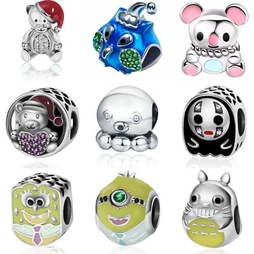 DORAPANG NEW 100% 925 Sterling Silver Lovely Charm Clear CZ Animal Bead Fit Bracelet Pendant DIY Bangle wholesale Jewelry Gift