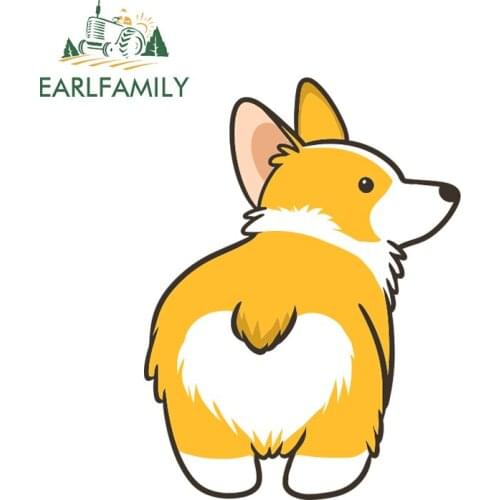 EARLFAMILY 13cm x 9.7cm Cartoon Peeking Corgi Vinyl Decal Cute Pet Dog Decals Funny Animal Car Stickers Waterproof Car Styling