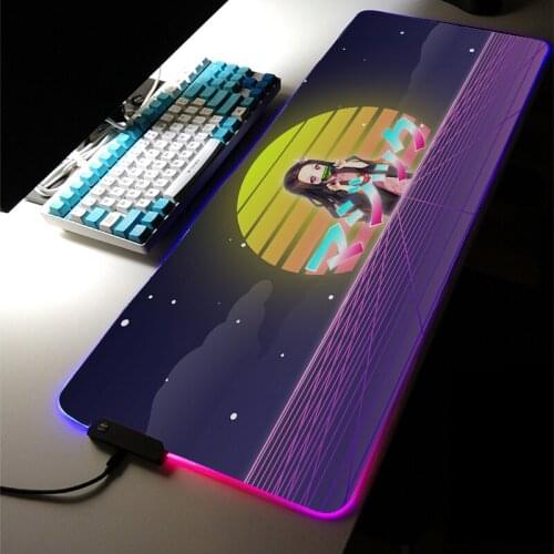 RGB LED Light Gaming Accessories Demon Slayer Tokyo Ghoul Anime MousePad Large Mechanica Keyboard Non-Slip Game Desk Mat for LOL