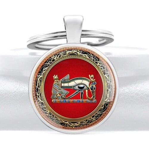 Vintage Eye of Horus Design Classic Glass Dome Keychains Men Women Keyring Jewelry Gifts