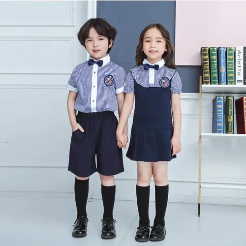 Kids School Uniform Suit Children 's Summer Clothing Set Kindergarten Boy Formal Suit Set Girls Dress parent-child outfit