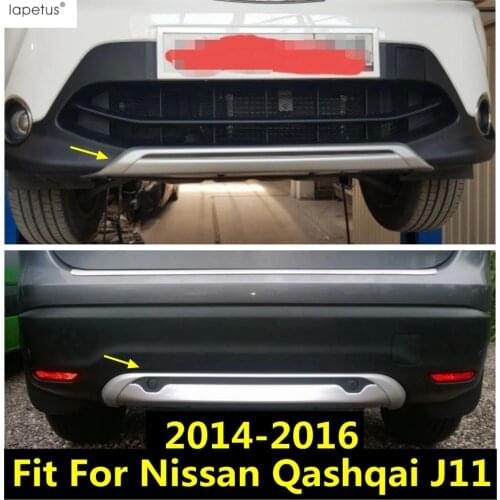Lapetus Accessories For Nissan Qashqai J11 2014 - 2016 Front & Rear Plate Bumper Skid Guard Plate Plastic Protective Cover Kit