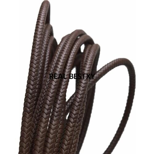 5m/lot approx 6mm Round Bolo Braided Weaved Leather Real Cord For DIY Bracelet Necklace Handicraft Jewelry Making Material