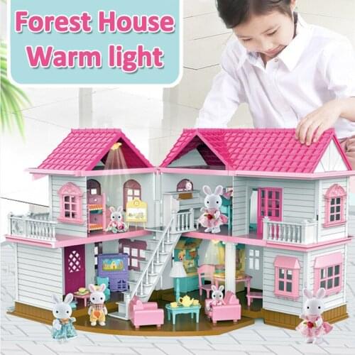 Diy Dollhouse Miniature Building Kits Big Furniture For Dolls Barbie House Toy For Children Birthday Gift Doll House Accessories
