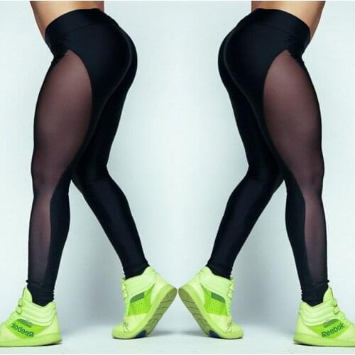 Casual Stretch Skinny Leggings Women Black Mesh High Waist Fitness Leggings Sexy Push Up Gym Workout Leggings Women Trousers