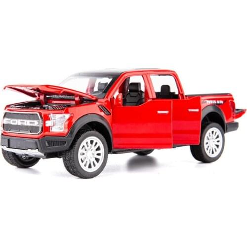 Hot scale 1:32 wheels diecast car Ford ranger RAPTOR Pickup truck metal model with light sound pull back vehicle alloy toys
