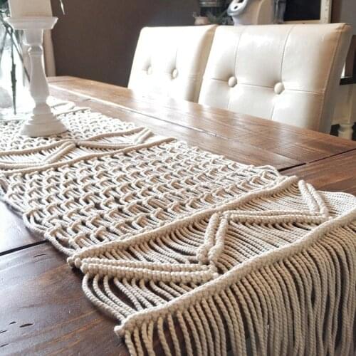 35X160cm Macrame Table Runner with Tels Bohemian Woven Table Runner Wedding Decoration Handmade Macrame Table Runner