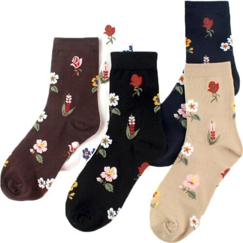 PEONFLY Fashion Happy Funny Socks Cotton Soft Sox Beautiful Curve Women Ladies Girls Harajuku Flower Art ankle Socks