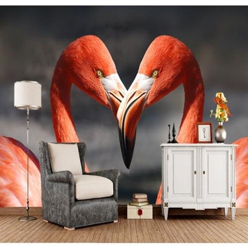 Custom birds wallpaper, two flamingo murals for living room bedroom sofa background decorative wallpaper