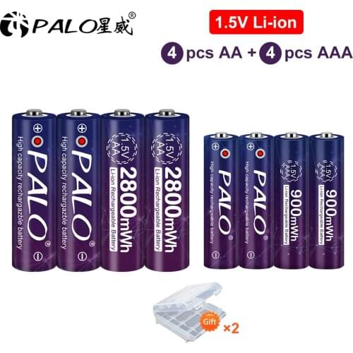 1.5V AAA/AA Rechargeable Battery Lithium-ion AAA 900mWh Battery Li-ion AA 2800mWh Battery for Torch Toys Clock MP3 Player
