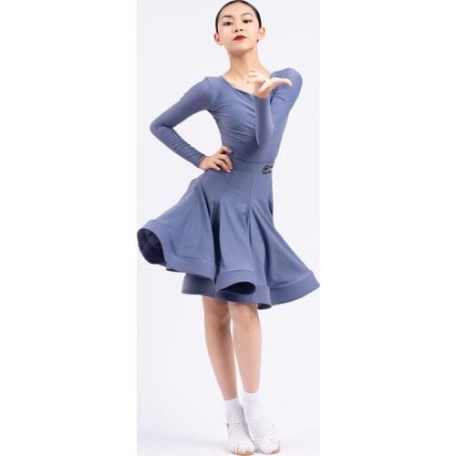 Latin Competition Dress Girls Ballroom Dance Suit Long Sleeve Modern Dancing Outfit Salsa Dancewear Performance Costume DL8156