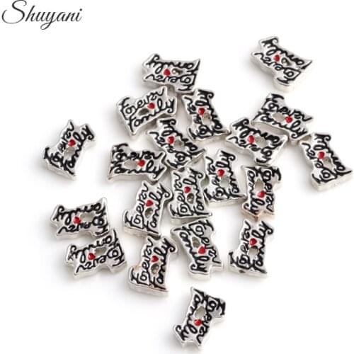 F375 Free Shipping Letter Alloy Charms Forever Family Charms For Glass Living Floating Locket 20Pcs/Lot