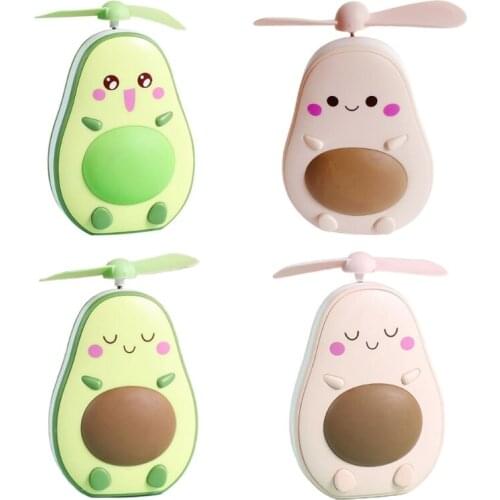 Portable Avocado Shape Handheld Mini Air Cooler Fan with Fill Light Mirror USB Rechargeable Small Personal Cooling Tools