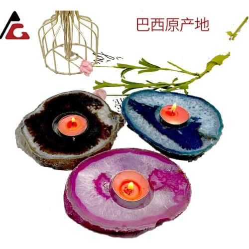 Simple home natural agate candlestick marble ornament landscape romantic dinner candle agate piece