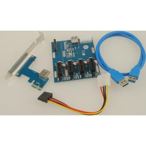 SP PCIe 1 to 4 PCI express 1X slots Riser Card Mini ITX to external 4 PCI-e slot adapter PCIe Port Multiplier Card