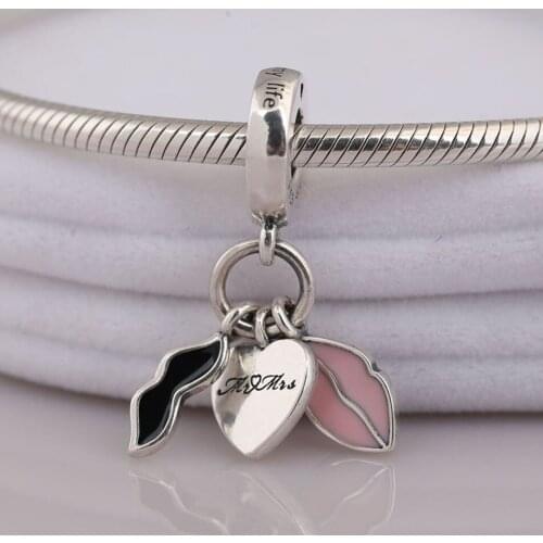 S925 Pendant DIY Jewelry Love Couple Dangle Charm fit Lady Bracelet Bangle Mixed Enamel