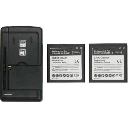 2x 1800mAh HB5N1H Replacement Battery + Universal Wall Charger For Huawei Ascend G300 G305T C8812 U8815 U8818 T8828 U8825