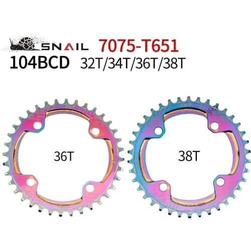 SNAIIL Mountain Bike Round 104BCD 32/34/36/38T Narrow Wide Chainwheel Chainring Electroplate Color Crankset Chain Ring