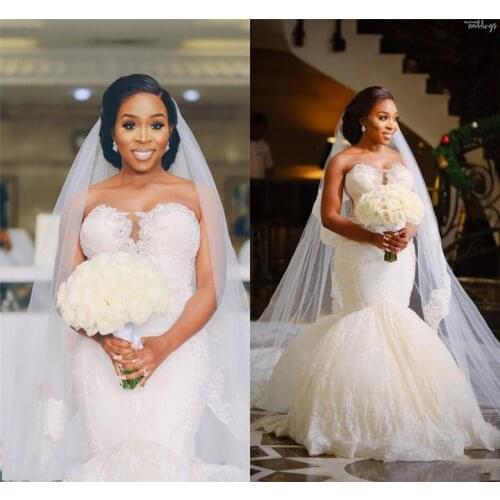 Mermaid Wedding Dresses Vintage Plus Size African Sweetheart Crystal Beaded Bridal 2022
