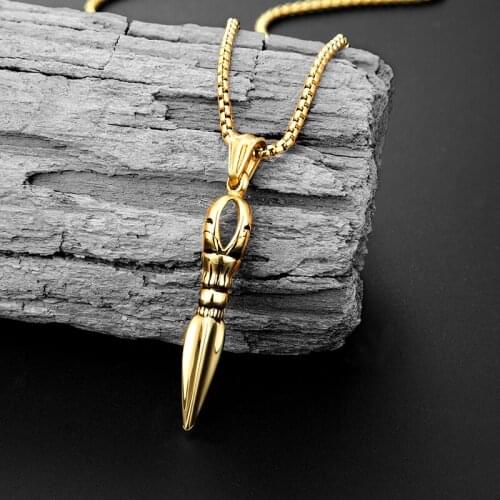 Trend Ornate Stainless Steel Dagger Necklace Pendants Antique Mens Gothic Necklace Fantasy Spike Magic Pendants With Chain woman