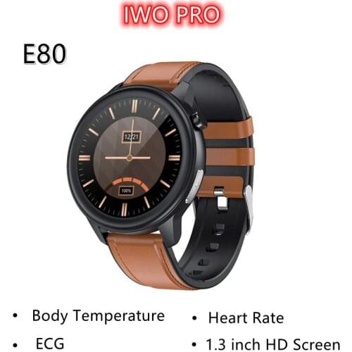 Smart Watch E80 Men Women Temperature Measurement IP68 Waterproof PPG+ECG Heart Rate Monitor Fitness Tracker Smartwatch