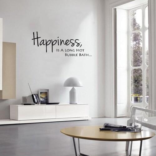 Happiness Is A Long Hot Bubble Quote For Bathroom Wall Relax Art Sticker Bath Bathroom Decor Waterproof Wall Decal Vinyl ph658